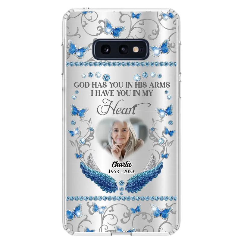 Personalized Memorial Photo Phone Case - Memorial Gift Idea for Mother's Day/Father's Day - God Has You In His Arms I Have You In My Heart - Cases For iPhone/Samsung