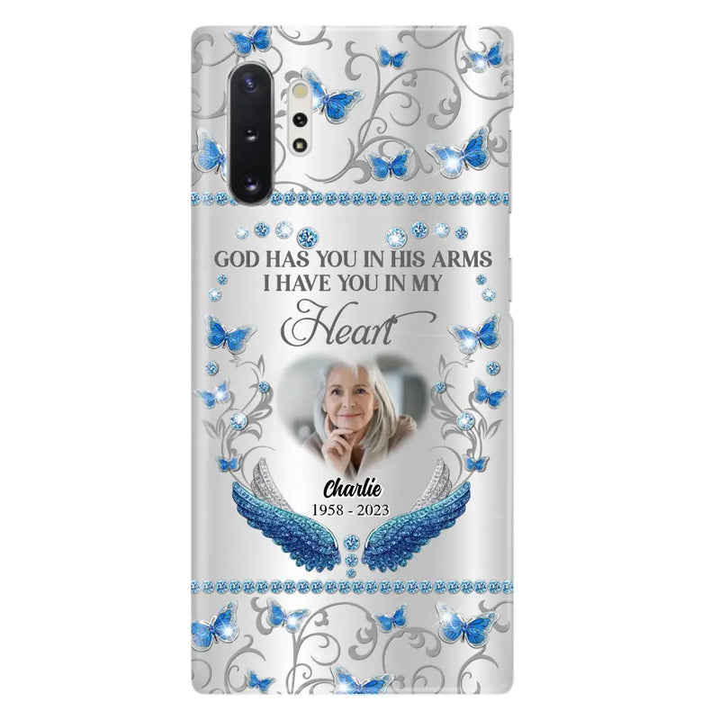 Personalized Memorial Photo Phone Case - Memorial Gift Idea for Mother's Day/Father's Day - God Has You In His Arms I Have You In My Heart - Cases For iPhone/Samsung