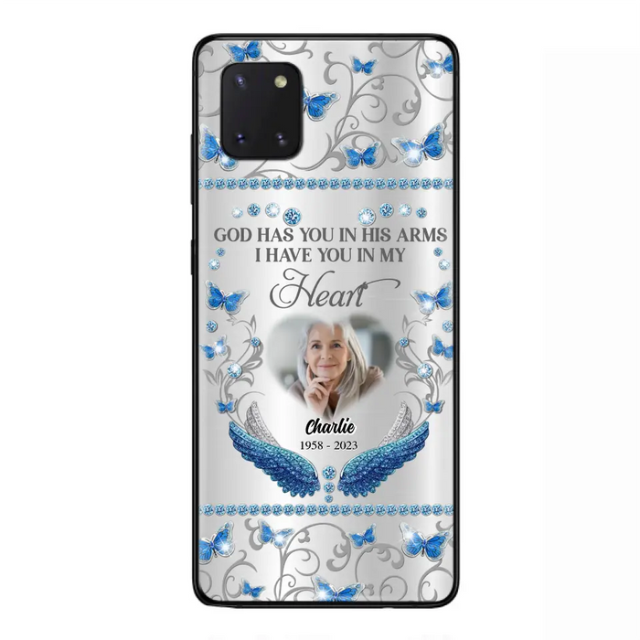 Custom Personalized Memorial Photo Phone Case - Memorial Gift Idea for Mother's Day/Father's Day - God Has You In His Arms I Have You In My Heart - Cases For iPhone/Samsung