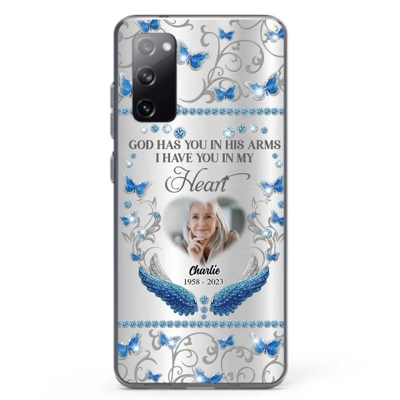 Personalized Memorial Photo Phone Case - Memorial Gift Idea for Mother's Day/Father's Day - God Has You In His Arms I Have You In My Heart - Cases For iPhone/Samsung