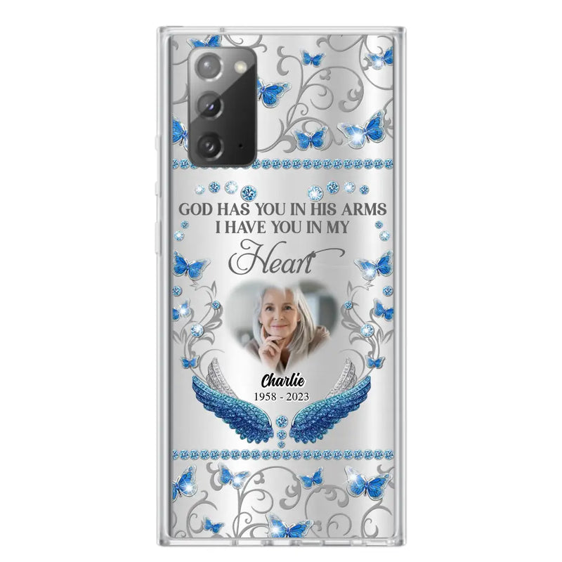 Personalized Memorial Photo Phone Case - Memorial Gift Idea for Mother's Day/Father's Day - God Has You In His Arms I Have You In My Heart - Cases For iPhone/Samsung