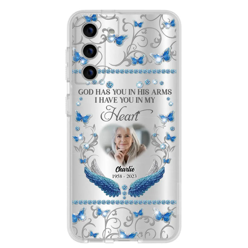 Personalized Memorial Photo Phone Case - Memorial Gift Idea for Mother's Day/Father's Day - God Has You In His Arms I Have You In My Heart - Cases For iPhone/Samsung