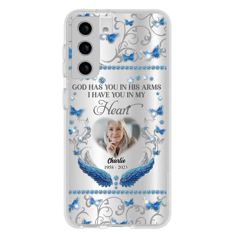 Personalized Memorial Photo Phone Case - Memorial Gift Idea for Mother's Day/Father's Day - God Has You In His Arms I Have You In My Heart - Cases For iPhone/Samsung