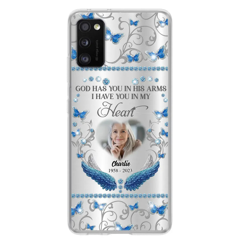 Personalized Memorial Photo Phone Case - Memorial Gift Idea for Mother's Day/Father's Day - God Has You In His Arms I Have You In My Heart - Cases For iPhone/Samsung