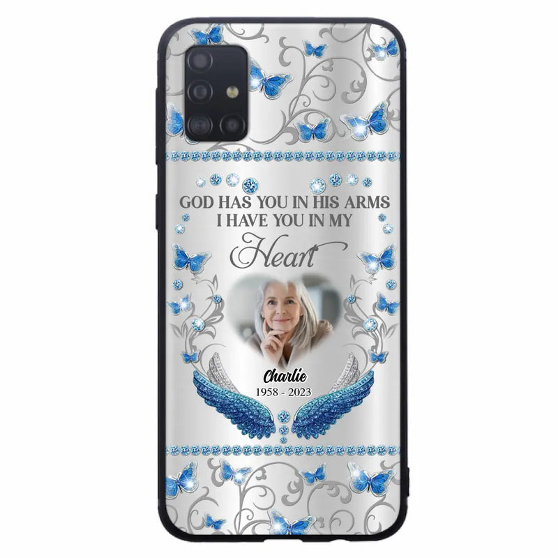 Personalized Memorial Photo Phone Case - Memorial Gift Idea for Mother's Day/Father's Day - God Has You In His Arms I Have You In My Heart - Cases For iPhone/Samsung