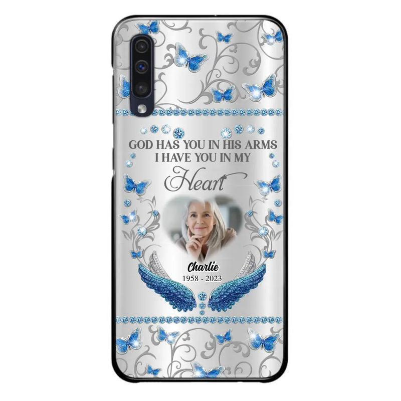 Personalized Memorial Photo Phone Case - Memorial Gift Idea for Mother's Day/Father's Day - God Has You In His Arms I Have You In My Heart - Cases For iPhone/Samsung
