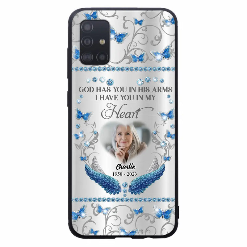 Personalized Memorial Photo Phone Case - Memorial Gift Idea for Mother's Day/Father's Day - God Has You In His Arms I Have You In My Heart - Cases For iPhone/Samsung