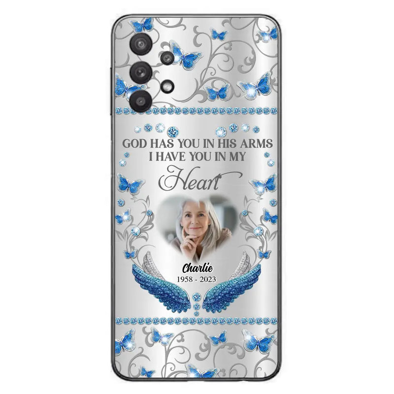 Personalized Memorial Photo Phone Case - Memorial Gift Idea for Mother's Day/Father's Day - God Has You In His Arms I Have You In My Heart - Cases For iPhone/Samsung