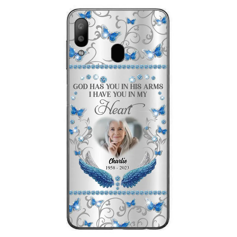 Personalized Memorial Photo Phone Case - Memorial Gift Idea for Mother's Day/Father's Day - God Has You In His Arms I Have You In My Heart - Cases For iPhone/Samsung