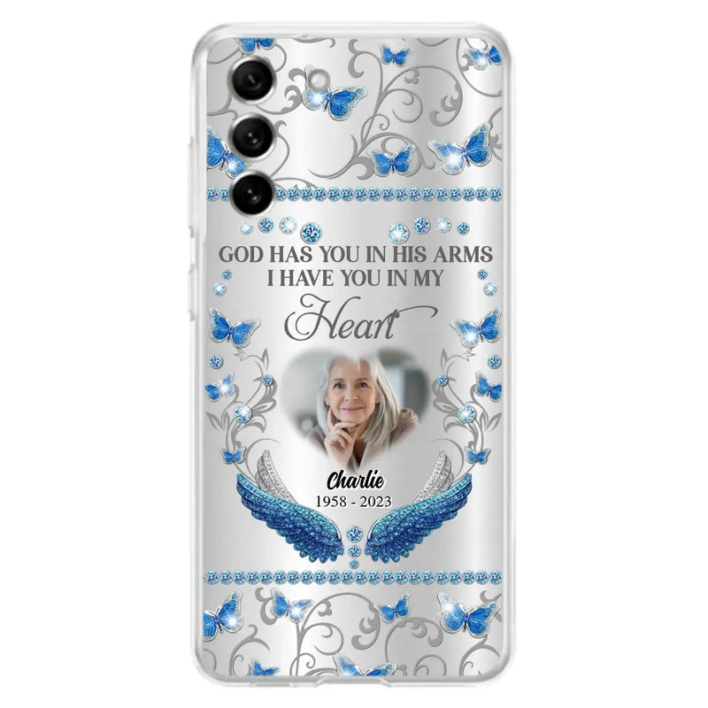 Personalized Memorial Photo Phone Case - Memorial Gift Idea for Mother's Day/Father's Day - God Has You In His Arms I Have You In My Heart - Cases For iPhone/Samsung