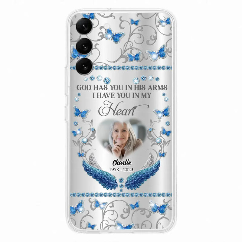 Personalized Memorial Photo Phone Case - Memorial Gift Idea for Mother's Day/Father's Day - God Has You In His Arms I Have You In My Heart - Cases For iPhone/Samsung