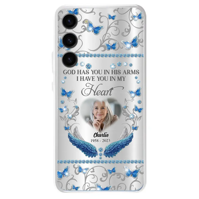 Personalized Memorial Photo Phone Case - Memorial Gift Idea for Mother's Day/Father's Day - God Has You In His Arms I Have You In My Heart - Cases For iPhone/Samsung