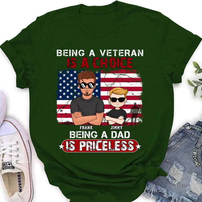 Custom Personalized Dad/ Grandpa Veteran Shirt/ Hoodie - Upto 4 Kids - Gift Idea For Veteran/ Father/ Grandfather - Being A Veteran Is A Choice Being A Grandpa Is Priceless