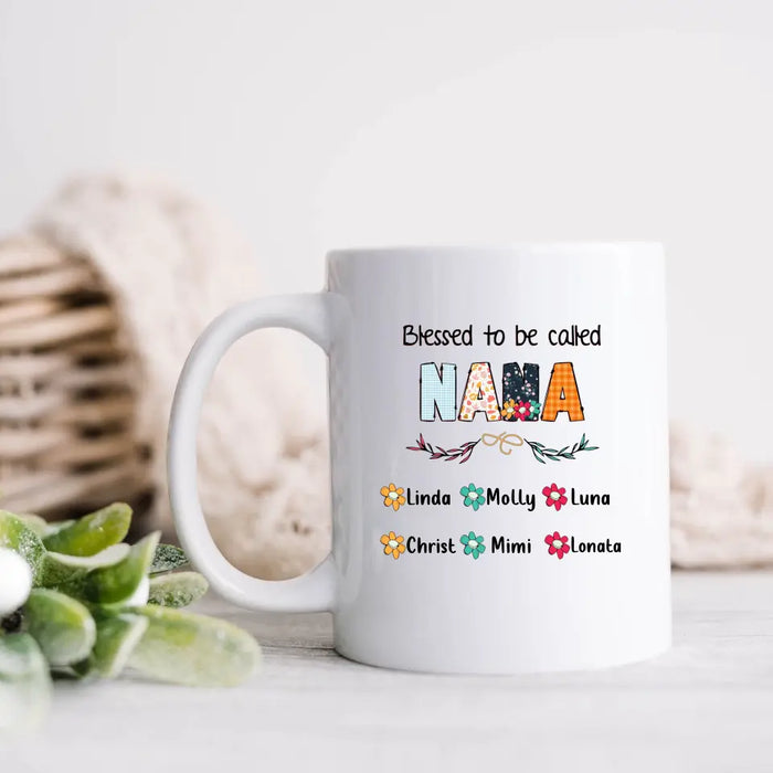 Custom Personalized Nana Coffee Mug - Gift Idea For Grandma/Grandkids - Up To 6 Grandkids - Blessed To Be Called Nana