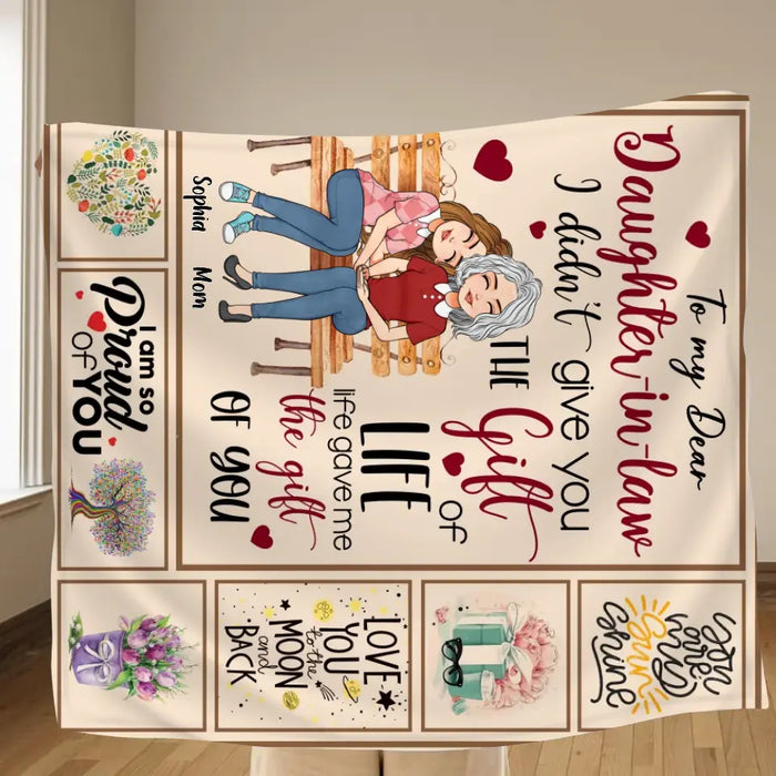 Custom Personalized Mom & Daughter Quilt/Single Layer Fleece Blanket - Best Gift Idea For Daughter-In-Law/Mother's Day - Life Gave Me The Gift Of You