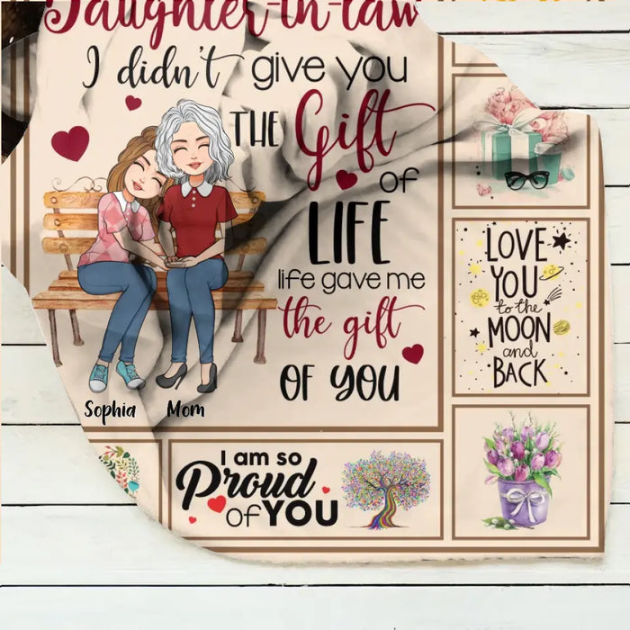 Custom Personalized Mom & Daughter Quilt/Single Layer Fleece Blanket - Best Gift Idea For Daughter-In-Law/Mother's Day - Life Gave Me The Gift Of You