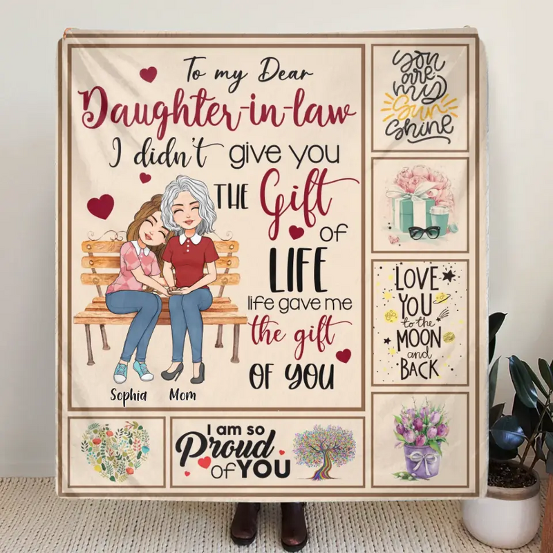 Personalized Mom & Daughter Quilt/Fleece Throw Blanket - Best Gift Idea For Daughter-In-Law/Mother's Day - Life Gave Me The Gift Of You