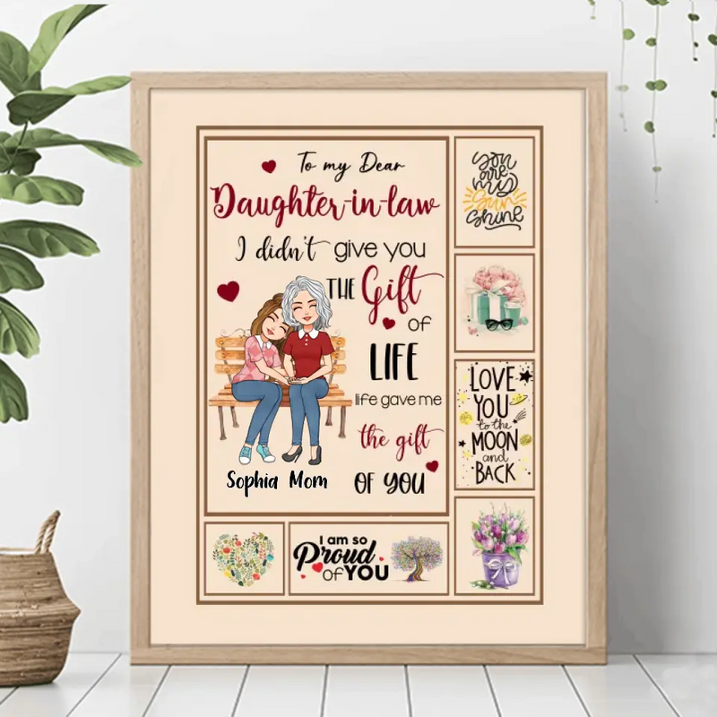 Personalized Mom & Daughter Unframed Vertical Poster - Best Gift Idea For Daughter-In-Law/Mother's Day - Life Gave Me The Gift Of You