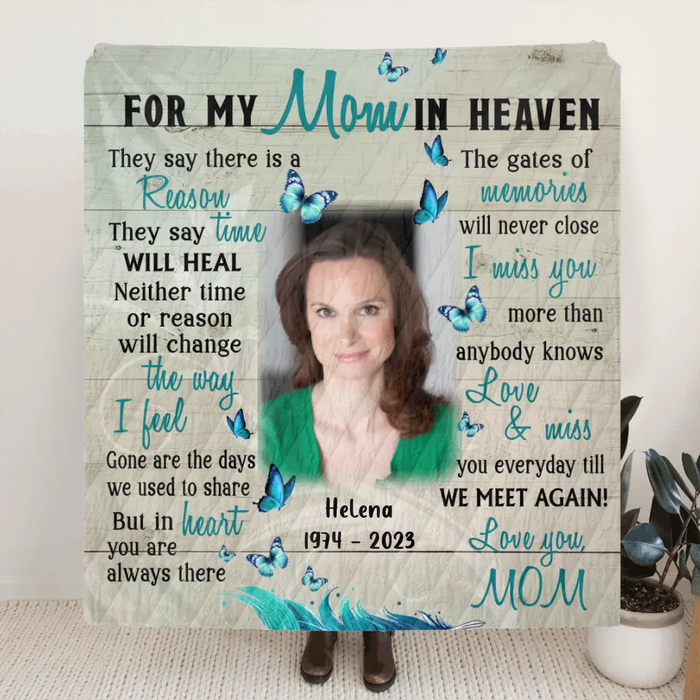 Custom Personalized Memorial Photo Quilt/Single Layer Fleece Blanket - Memorial Gift Idea For Mother's Day - I Miss You More Than Anybody Knows