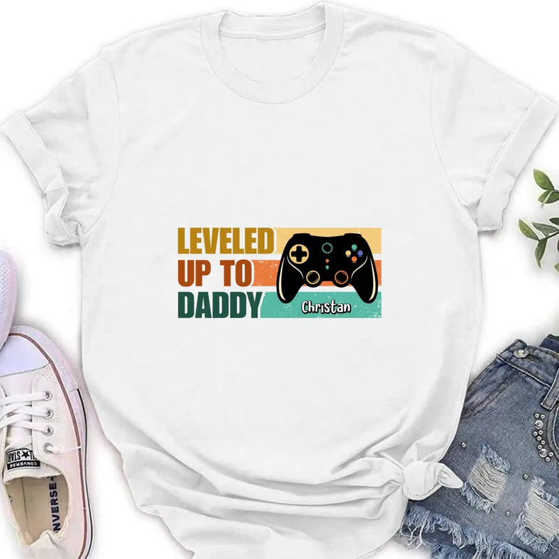 Personalized Gamer Dad Shirt/Baby Onesie - Gift Idea For Father's Day/Game Lovers - Leveled Up To Daddy