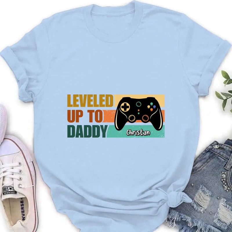 Personalized Gamer Dad Shirt/Baby Onesie - Gift Idea For Father's Day/Game Lovers - Leveled Up To Daddy
