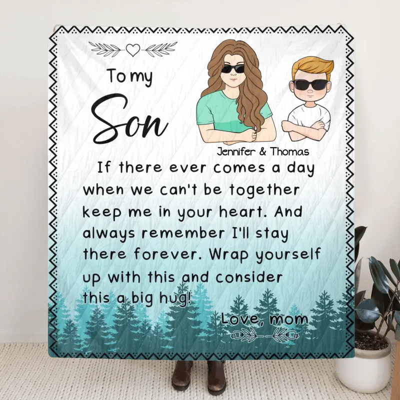 Personalized To My Son/Daughter Fleece Throw Blanket/Quilt - Gift Idea From Mom To Kid - Always Remember I'll Stay There Forever