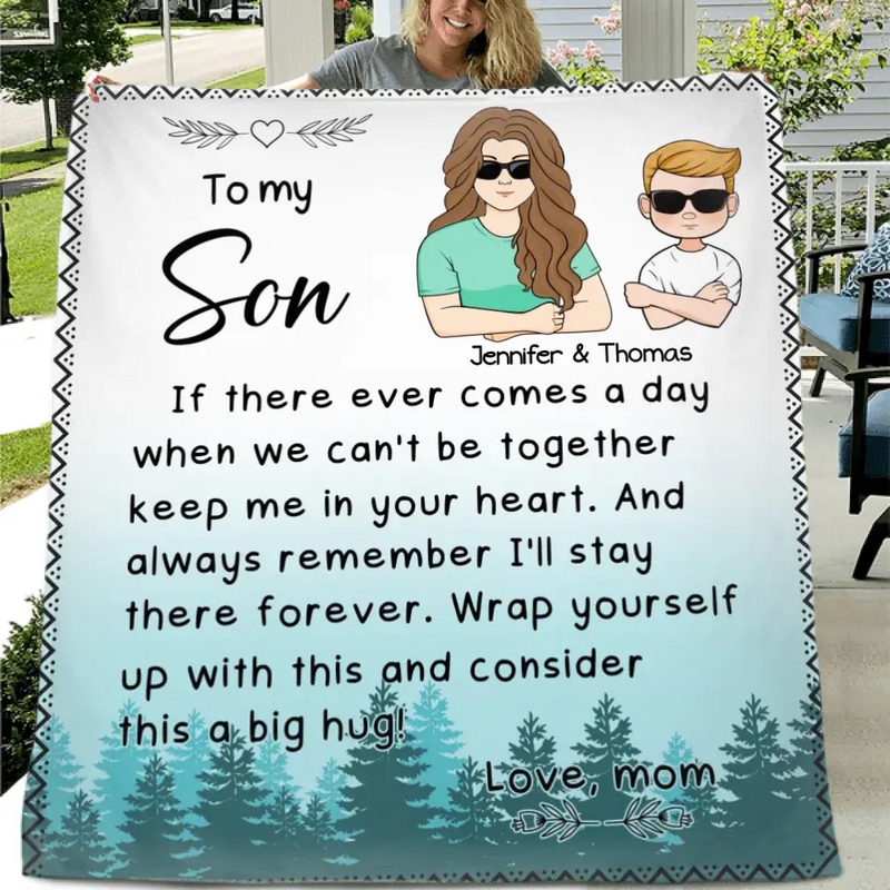 Personalized To My Son/Daughter Fleece Throw Blanket/Quilt - Gift Idea From Mom To Kid - Always Remember I'll Stay There Forever