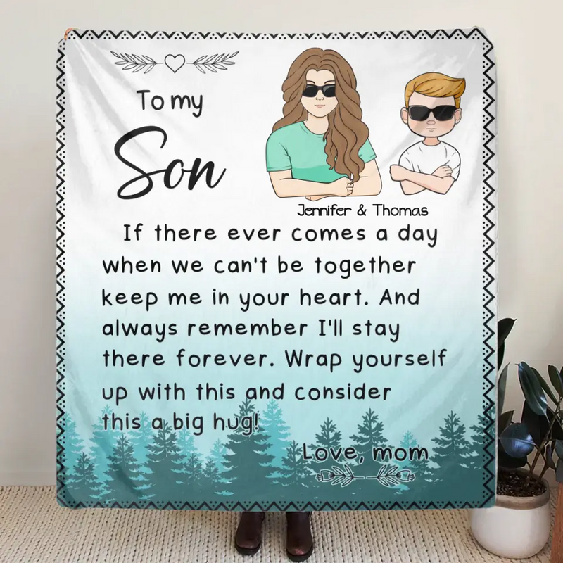 Personalized To My Son/Daughter Fleece Throw Blanket/Quilt - Gift Idea From Mom To Kid - Always Remember I'll Stay There Forever