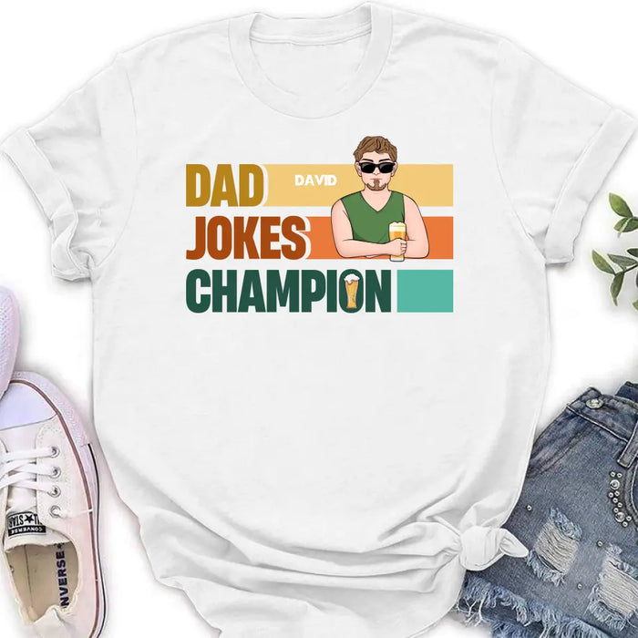 Custom Personalized First Father's Day Dad T-Shirt/ Baby Onesie - Gift Idea For Father's Day/ Father/ Son/ Daughter - Dad Jokes Champion