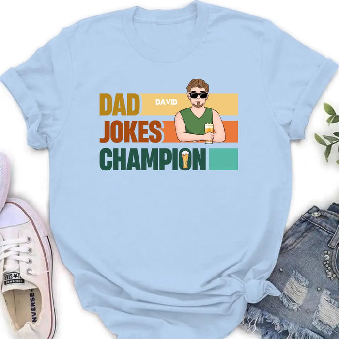 Custom Personalized First Father's Day Dad T-Shirt/ Baby Onesie - Gift Idea For Father's Day/ Father/ Son/ Daughter - Dad Jokes Champion