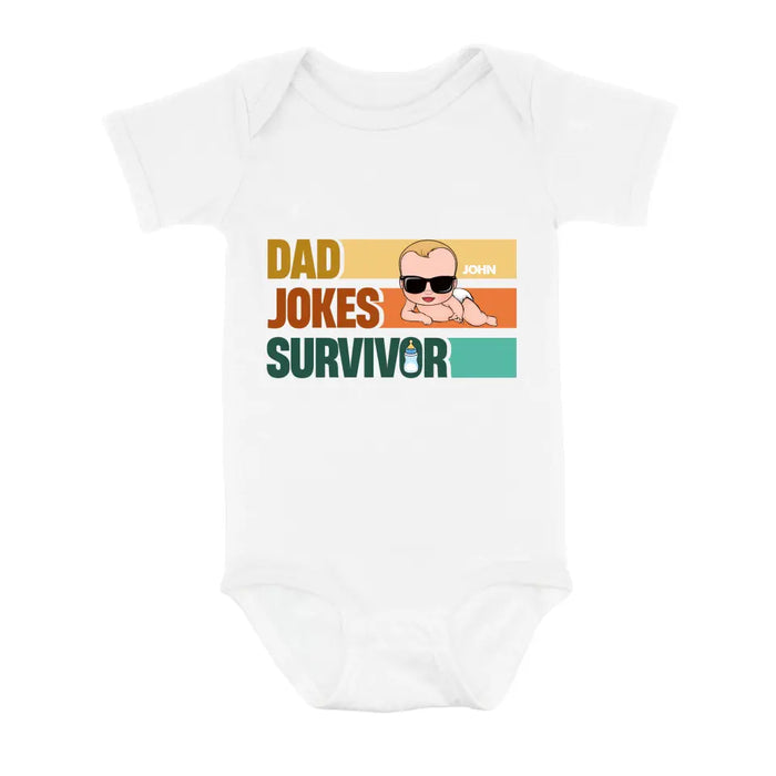 Custom Personalized First Father's Day Dad T-Shirt/ Baby Onesie - Gift Idea For Father's Day/ Father/ Son/ Daughter - Dad Jokes Champion