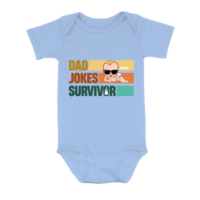 Custom Personalized First Father's Day Dad T-Shirt/ Baby Onesie - Gift Idea For Father's Day/ Father/ Son/ Daughter - Dad Jokes Champion