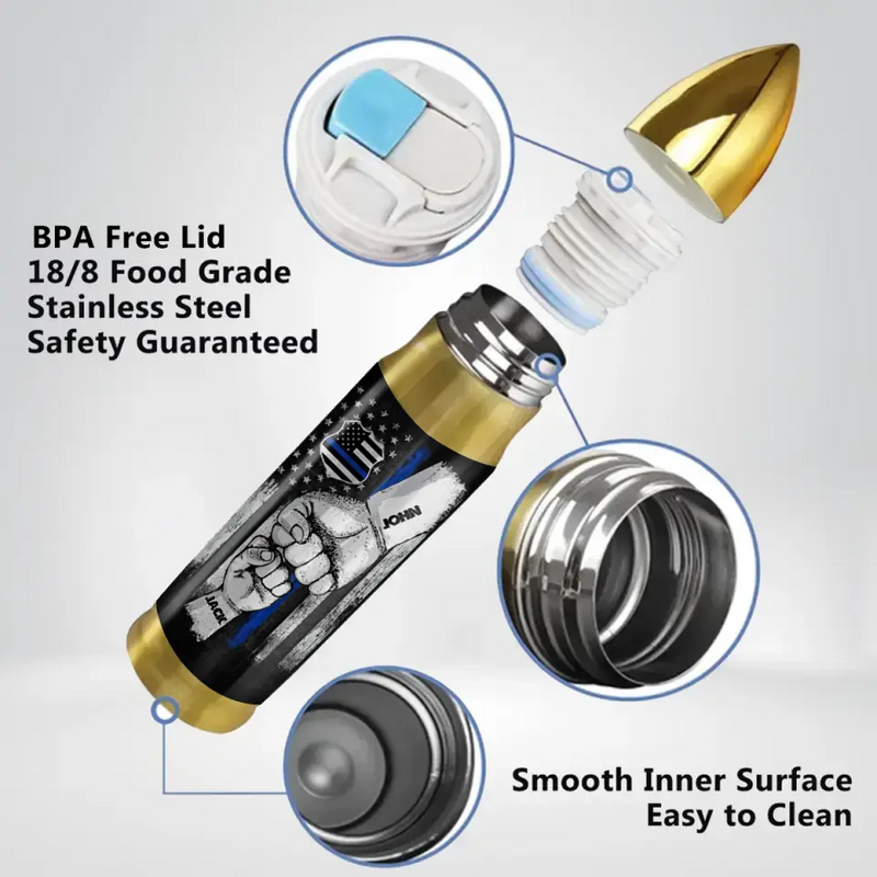 Personalized Dad Bullet Tumbler - Up to 5 Children - Gift Idea For Father's Day - Dear Dad Thank You For Teaching Us How To Be Strong