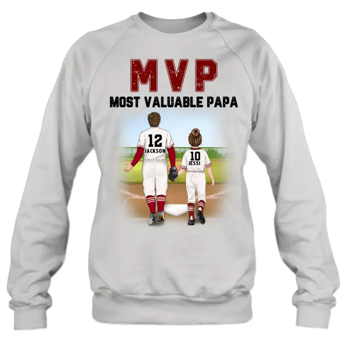 Custom Personalized Baseball Dad Shirt/Pullover Hoodie/Long sleeve/Sweatshirt - Gift Idea For Father's Day/ Father/ Son/ Daughter - MVP Most Valuable Papa