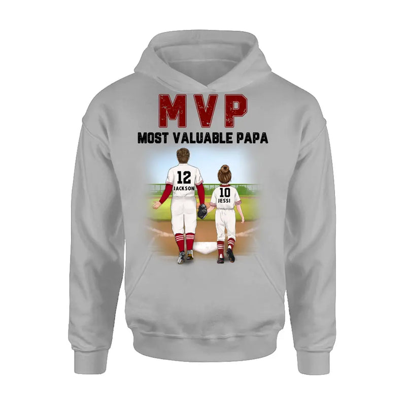Personalized Baseball Dad Shirt/Pullover Hoodie/Long sleeve/Sweatshirt - Gift Idea For Father's Day/Father/Son/Daughter - MVP Most Valuable Papa