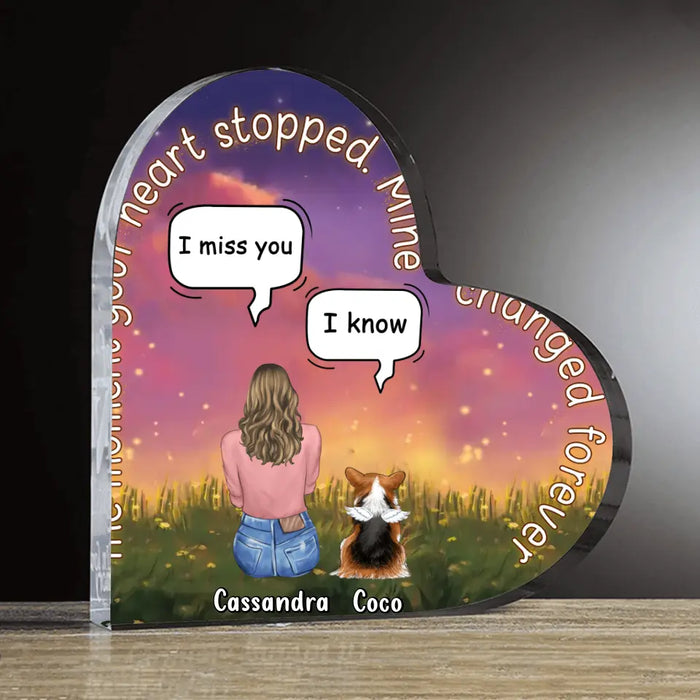 Custom Personalized Memorial Pet Crystal Heart - Memorial Gift Idea For Pet Lover - Upto 4 Pets - Gift Idea For Couple/Dog/Cat Lover - The Moment Your Heart Stopped Mine Changed Forever