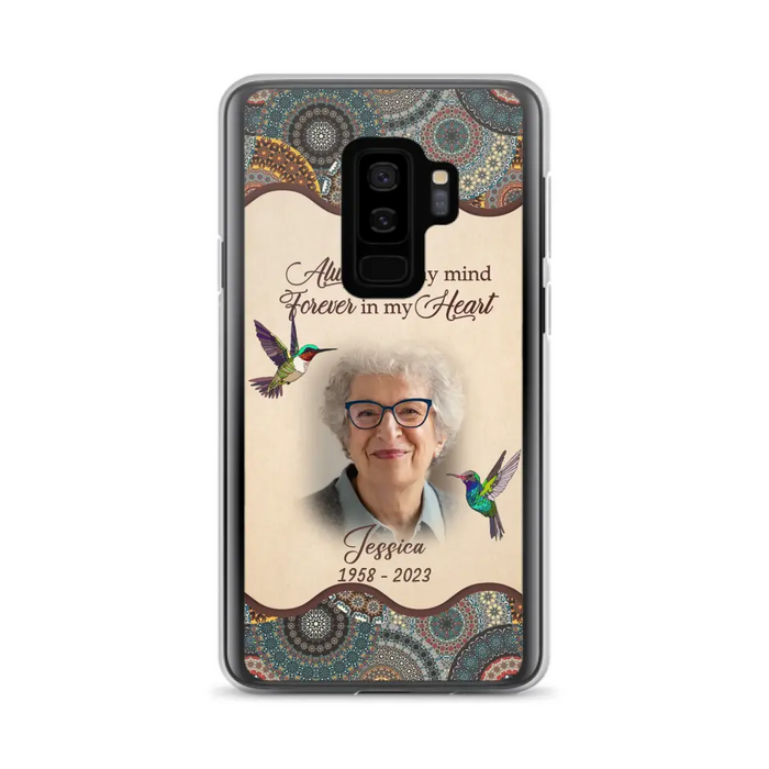 Custom Personalized Memorial Photo Phone Case - Memorial Gift Idea For Mother's Day/Father's Day - Always On My Mind, Forever In My Heart - Case For iPhone/Samsung