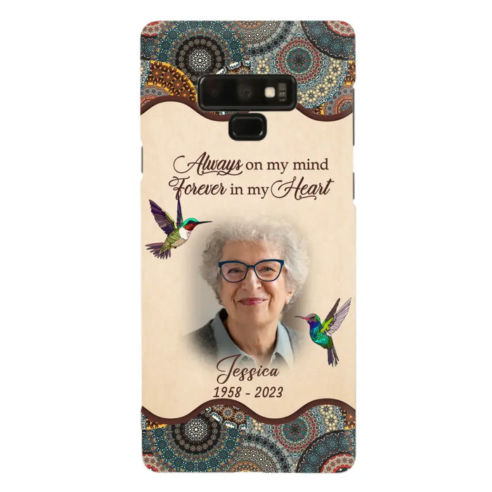 Custom Personalized Memorial Photo Phone Case - Memorial Gift Idea For Mother's Day/Father's Day - Always On My Mind, Forever In My Heart - Case For iPhone/Samsung