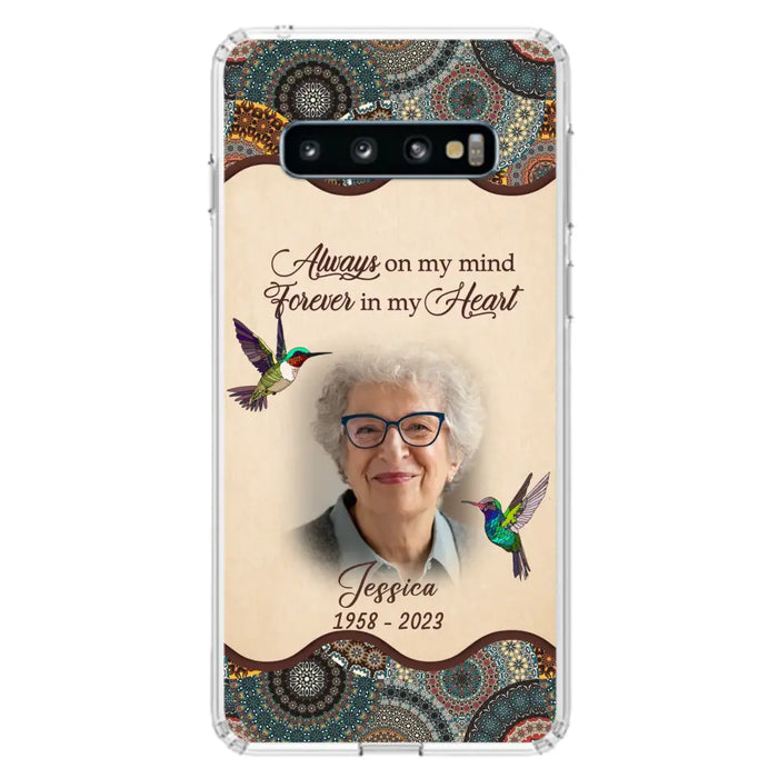 Custom Personalized Memorial Photo Phone Case - Memorial Gift Idea For Mother's Day/Father's Day - Always On My Mind, Forever In My Heart - Case For iPhone/Samsung