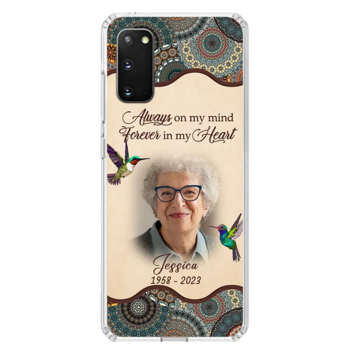 Custom Personalized Memorial Photo Phone Case - Memorial Gift Idea For Mother's Day/Father's Day - Always On My Mind, Forever In My Heart - Case For iPhone/Samsung