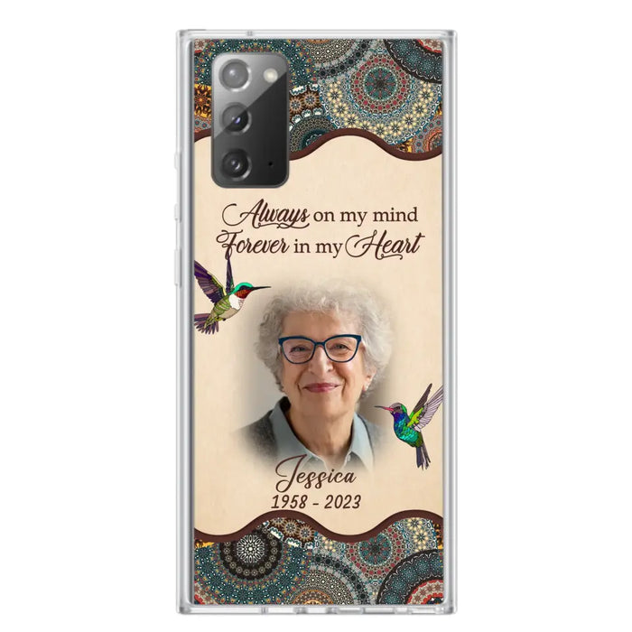 Custom Personalized Memorial Photo Phone Case - Memorial Gift Idea For Mother's Day/Father's Day - Always On My Mind, Forever In My Heart - Case For iPhone/Samsung