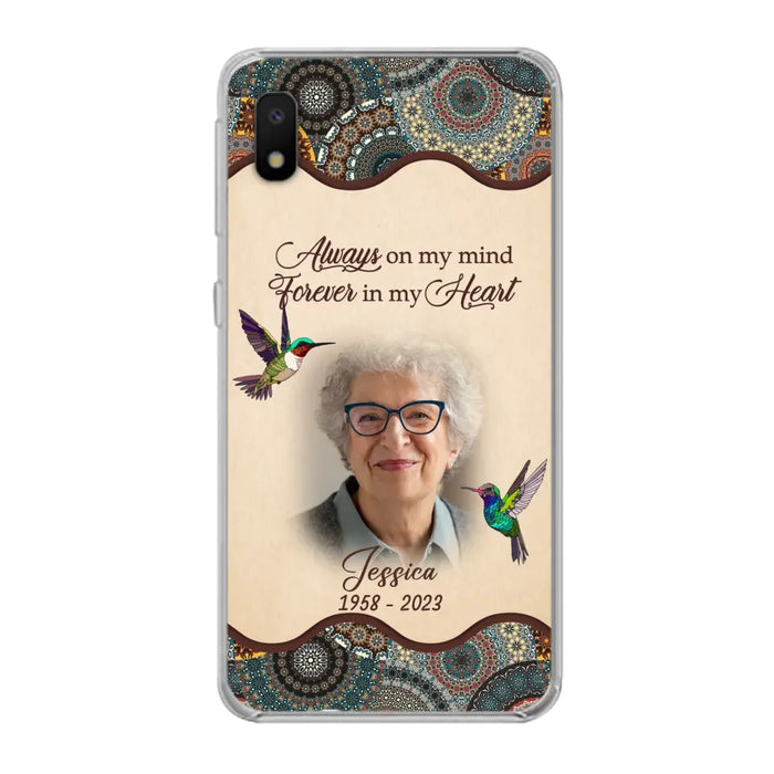 Custom Personalized Memorial Photo Phone Case - Memorial Gift Idea For Mother's Day/Father's Day - Always On My Mind, Forever In My Heart - Case For iPhone/Samsung