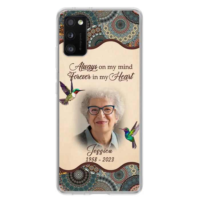 Custom Personalized Memorial Photo Phone Case - Memorial Gift Idea For Mother's Day/Father's Day - Always On My Mind, Forever In My Heart - Case For iPhone/Samsung