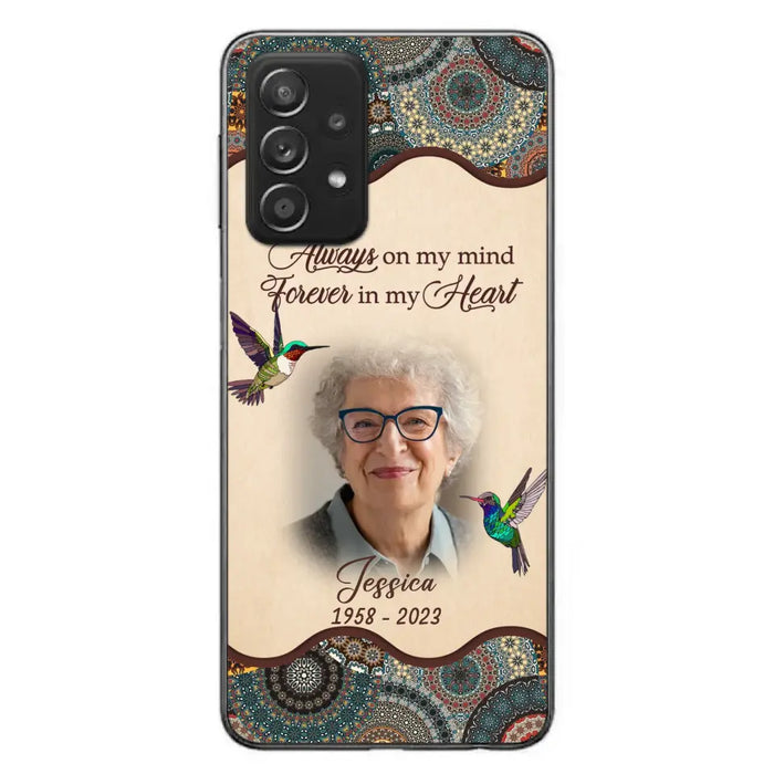 Custom Personalized Memorial Photo Phone Case - Memorial Gift Idea For Mother's Day/Father's Day - Always On My Mind, Forever In My Heart - Case For iPhone/Samsung