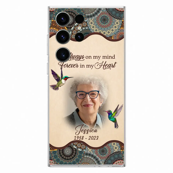 Custom Personalized Memorial Photo Phone Case - Memorial Gift Idea For Mother's Day/Father's Day - Always On My Mind, Forever In My Heart - Case For iPhone/Samsung