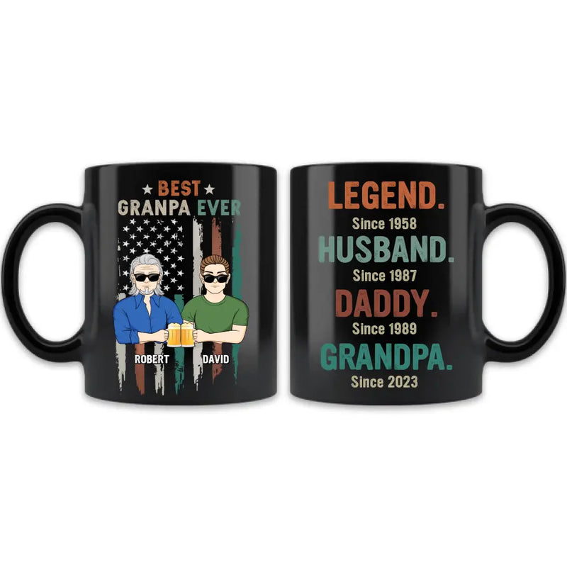 Personalized Grandpa Black Coffee Mug - Gift Idea For Grandpa/Father's Day - Best Grandpa Ever