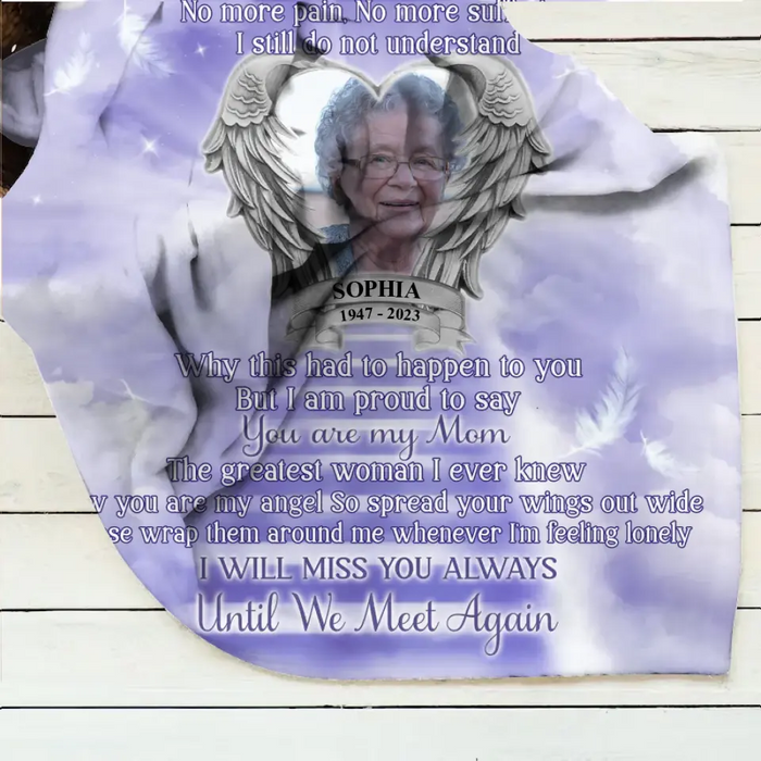 Custom Personalized Memorial Photo Single Layer Fleece/Quilt Blanket - Memorial Gift Idea for Father's Day/Mother's Day - My Angel Your Battle Is Now Over