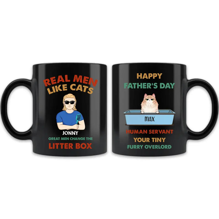 Custom Personalized Cat Dad Coffee Mug - Upto 4 Cats - Father's Day Gift Idea For Cat Lovers - Happy Father's Day Human Servant