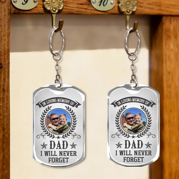 Custom Personalized Memorial Veteran Photo Aluminium Keychain - Gift Idea For Veteran/ Father's Day - In Loving Memory Of Dad I Will Never Forget