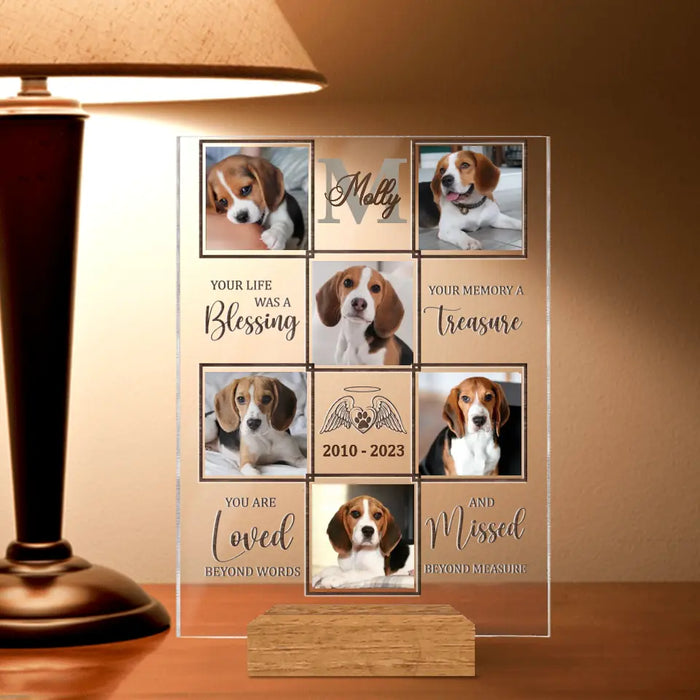 Custom Personalized Memorial Acrylic Plaque - Upload Photo - Memorial Gift Idea - You Are Loved Beyond Words And Missed Beyond Measure